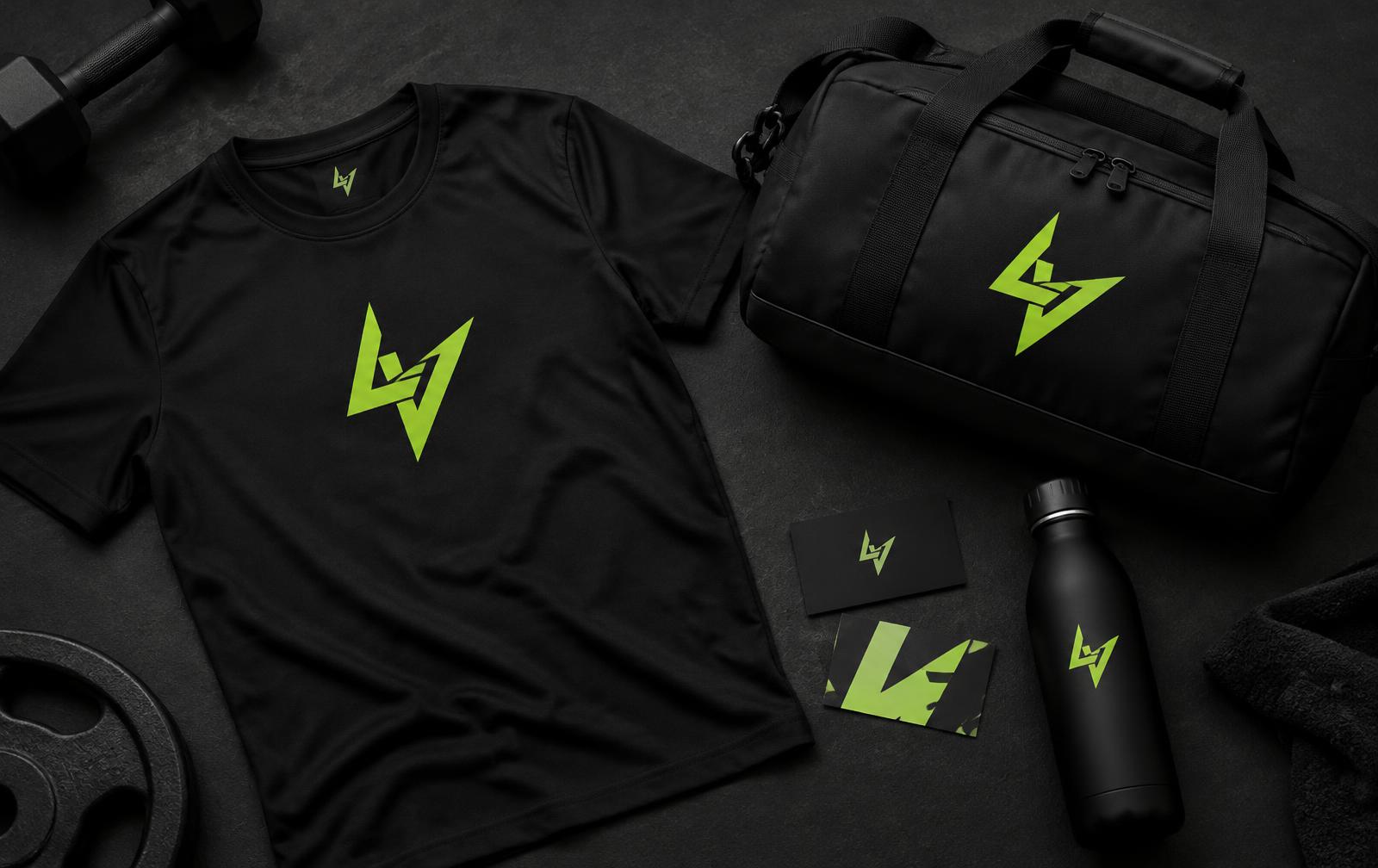 LAVO PERFORMANCE brand concept: t-shirt, gym bag, bottle and business cards