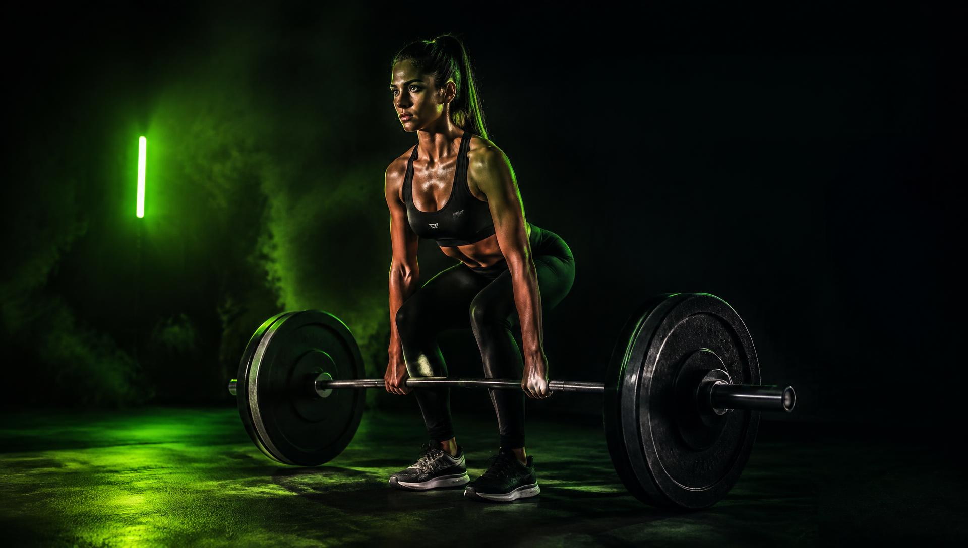 Athlete preparing a barbell deadlift